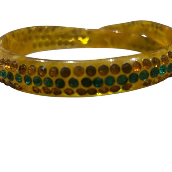 Art Deco 1920s Celluloid Rhinestone Snake Bracelet Coiled Snake Bangle - - Picture 5 of 6
